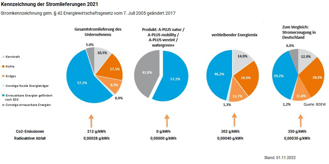 DIagramm zur Kennzeichnung der Stromlieferungen von 2021